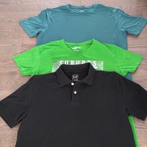 GAP Black Polo and Teal T-Shirt , Old Navy,Stanley Stella bundle  size m